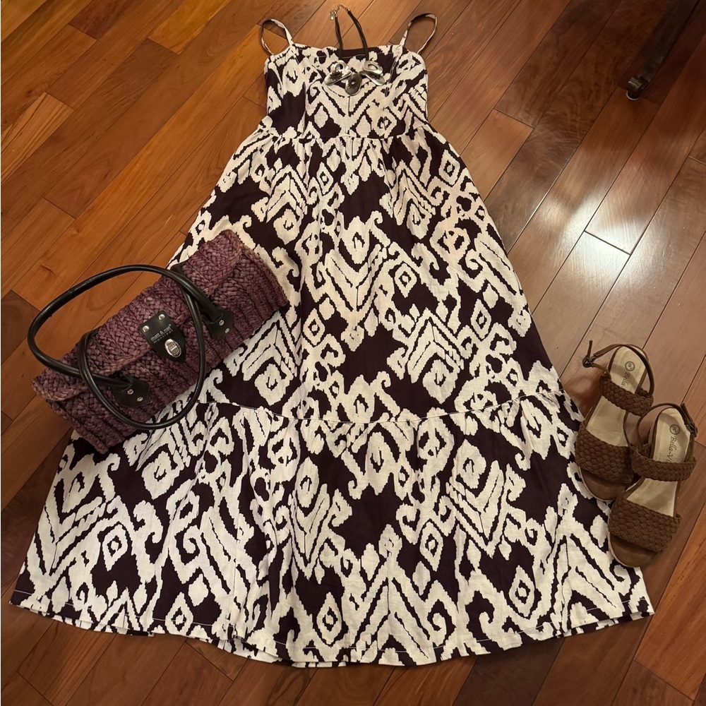 Fat Face…Ikat Patterned BROWN/IVORY Women's halter dress STUNNING 🤩